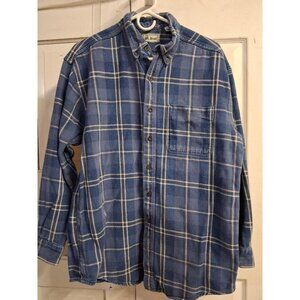 L.L. Bean Mens Large Blue Plaid Long Sleeve Button-Down Flannel Shirt